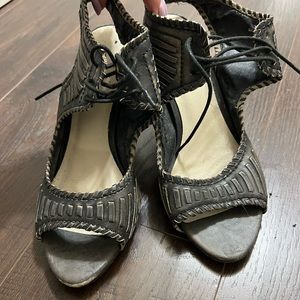ALDO silver heels with front tie